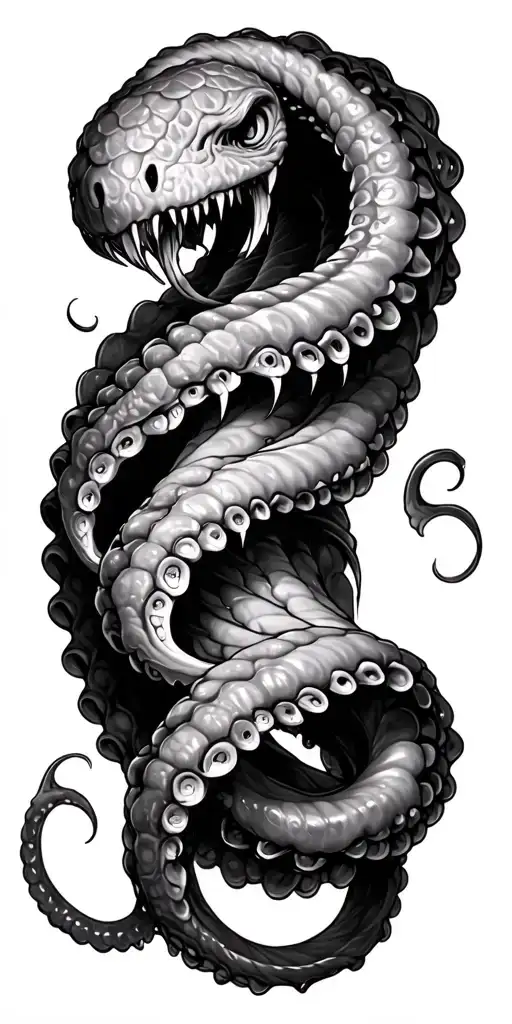 Kraken tentacle wrapped tattoo design idea