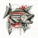 single striped bass chasing prey tattoo design idea