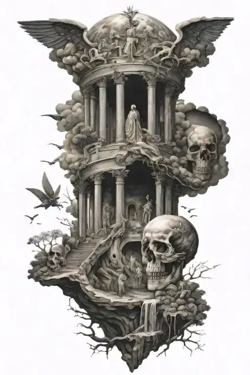 Heaven, Earth and Dante's Hell tattoo design idea