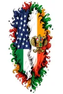 Irish flag and Italian flag morphing into the American flag tattoo design idea