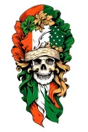 Irish flag and Italian flag morphing into the American flag tattoo design idea