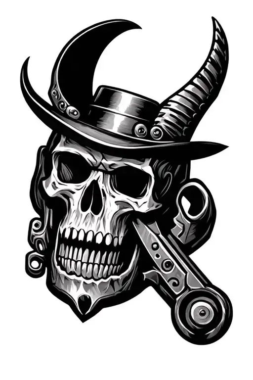 western tooling design featuring mechanical design tattoo design idea