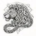 smoking lion face snakes wrapped around tattoo design idea