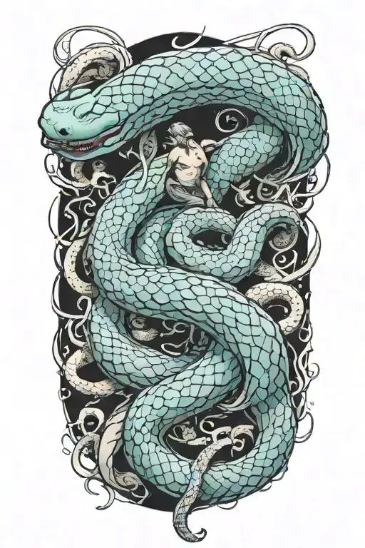 tsunami of snakes, immortal man tattoo design idea