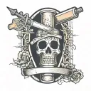 simple gravestone over a syringe symbolizing the client's tattoo design idea