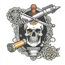 simple gravestone over a syringe symbolizing the client's tattoo design idea