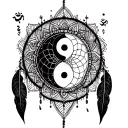 Sleeve tattoo subjects dream catcher who dissolves one third yin yang mandala om sign techno writing tattoo design idea