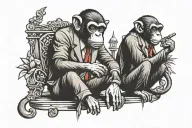 mafia monkey sitting tattoo design idea