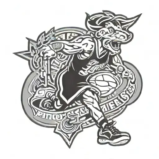 victory lap logo + lakers logo combined tattoo design idea