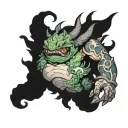 An environmental engineer symbolically battling pollution monsters in a video game setting tattoo design idea