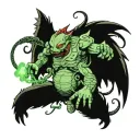 An environmental engineer symbolically battling pollution monsters in a video game setting tattoo design idea