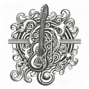 A tattoo design combining musical notes and flames to represent the client's love for music and their occupation in the Fire Department tattoo design idea