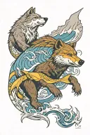 fish, wolf, brown bear, number 2, topaz, silver, yellow color, sports symbol, firefighter symbol, compass, mountain tattoo design idea