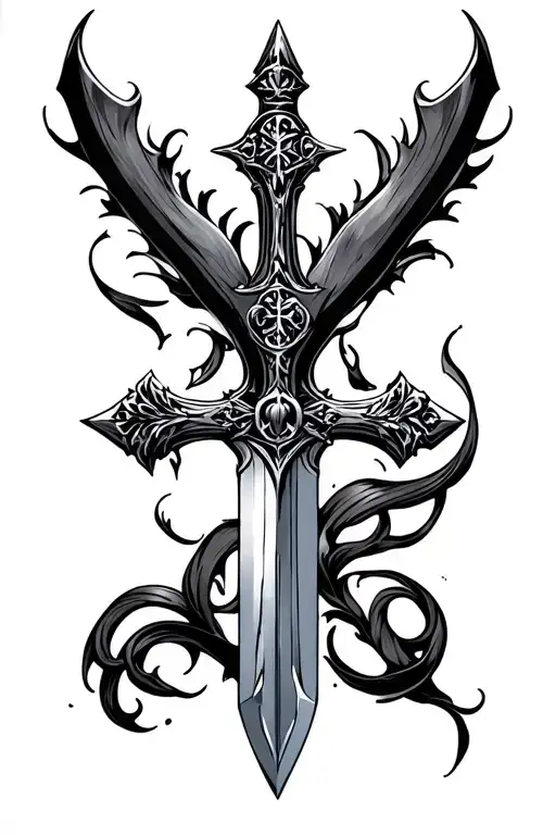 cross that turns into a sword  tattoo design idea