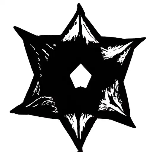 3 inch by 3 inch 5 pointed star outline with a smaller, black in filled star inside tattoo design idea