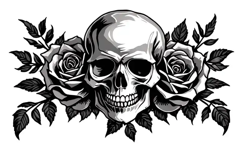 skull and crossbones roses mandala design incorporating tattoo design idea