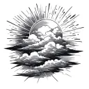 Clouds And Sun Rays tattoo design idea