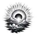 Clouds And Sun Rays tattoo design idea