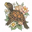 box turtle lotus flower tattoo design idea