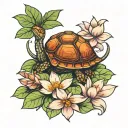 box turtle lotus flower tattoo design idea