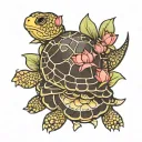 box turtle lotus flower tattoo design idea