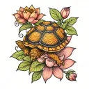 box turtle lotus flower tattoo design idea