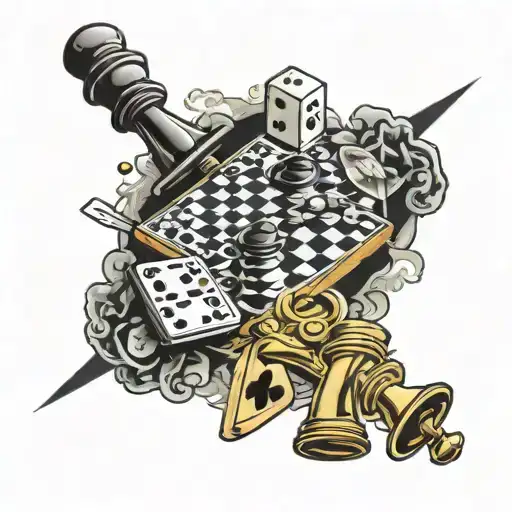 Dominos, chess , money, spades tattoo design idea