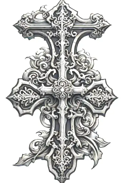 cross with a top down 3d perspective  tattoo design idea