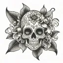 Sugar Skull with Lilly flower tattoo design idea