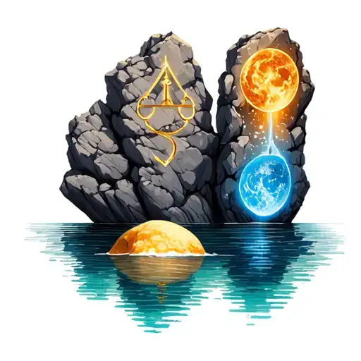Three rocks of varying heights bearing the signs of Cancer, Libra, and Taurus tattoo design idea