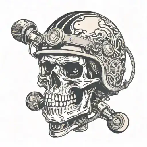 Skull wearing motorcycle helmet with the says "Not Today" tattoo design idea