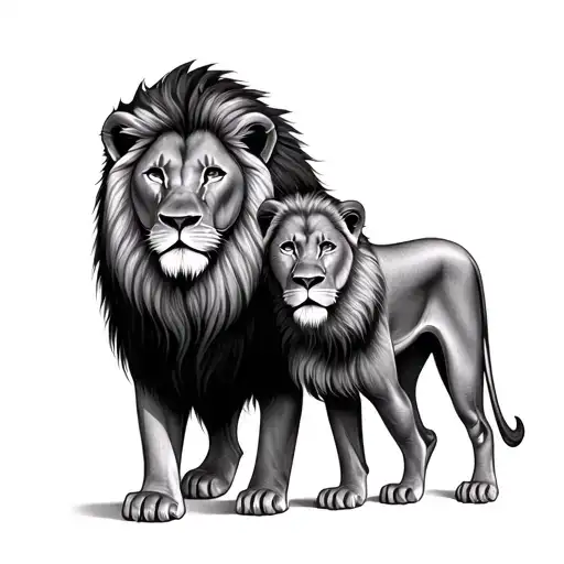Father And Son Lion tattoo design idea