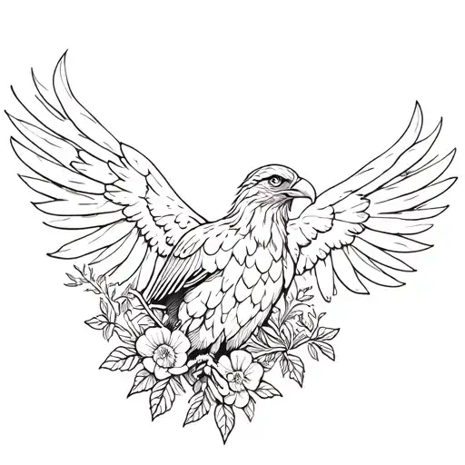 bearded vulture made out of vines and flowers tattoo design idea