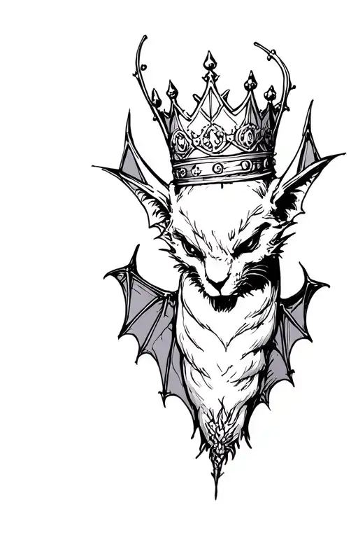 A awesome bat wearing a crown tattoo design idea