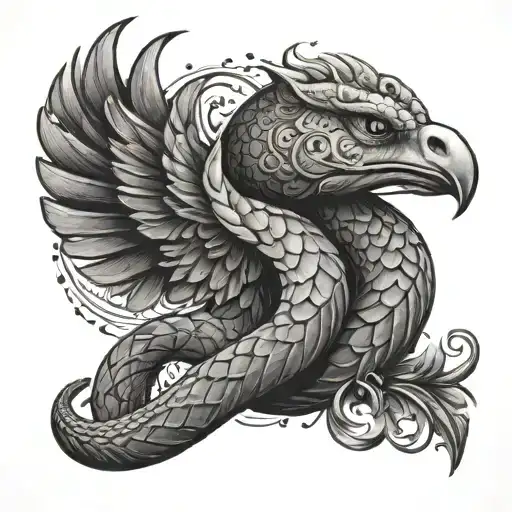 serpent and dove tattoo design idea