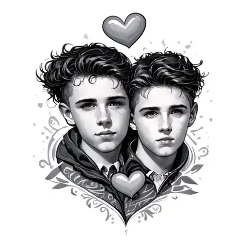 Saunders boys 3 hearts tattoo design idea