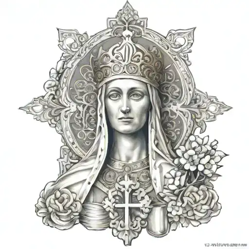 Saint Olga of Kyiv and Orthodox cross tattoo design idea
