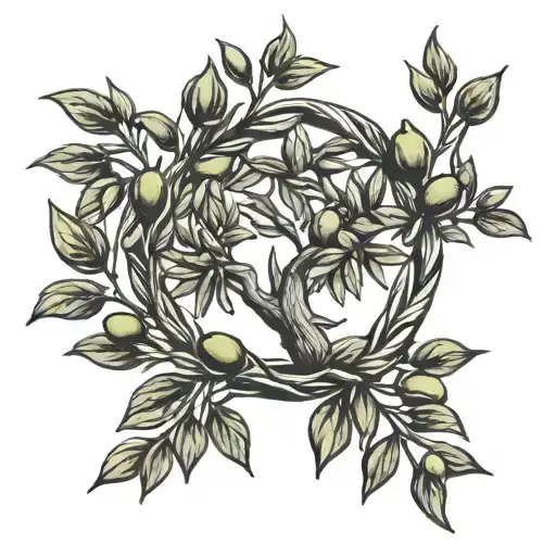 olive tree wreath made tattoo design idea