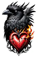 crow and firey heart celtic tattoo design idea
