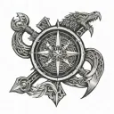 norse god oden viking tattoo with norse compass and norse text  tattoo design idea