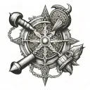 norse god oden viking tattoo with norse compass and norse text  tattoo design idea