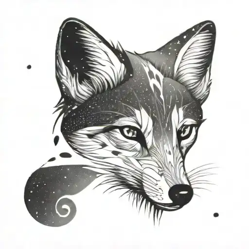 arctic fox space surrounded tattoo design idea