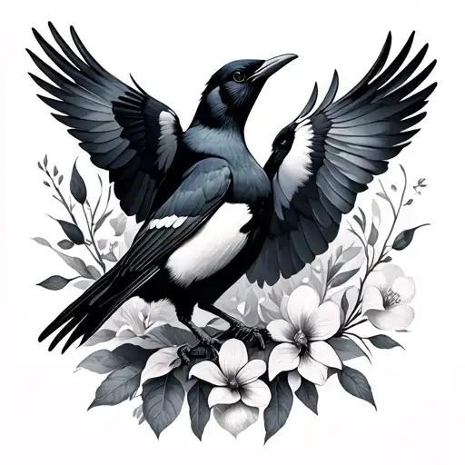 2 Magpie tattoo design idea
