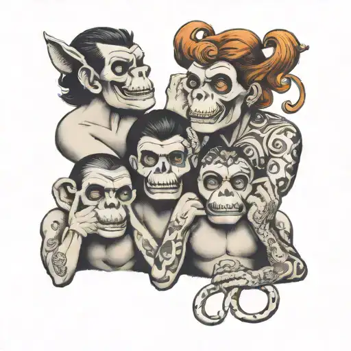 hear see speak no evil tattoo design idea