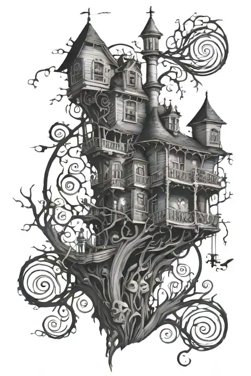tim burton-style movies tattoo design idea