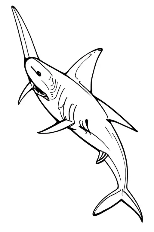 mako shark shadow fine line tattoo design idea