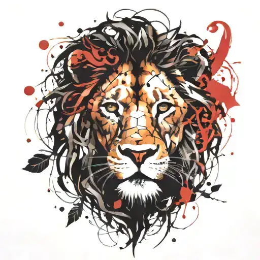 Lion Head with vine intertwined tattoo design idea