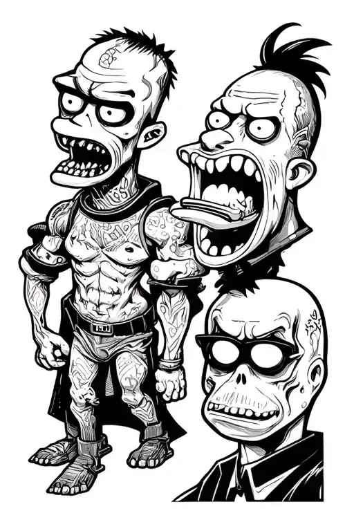 futurama horror movie characters tattoo design idea