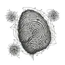 A continuous heartbeat line transforming into a fingerprint, analyzing psychological behaviors in criminal investigation tattoo design idea