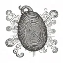 A continuous heartbeat line transforming into a fingerprint, analyzing psychological behaviors in criminal investigation tattoo design idea